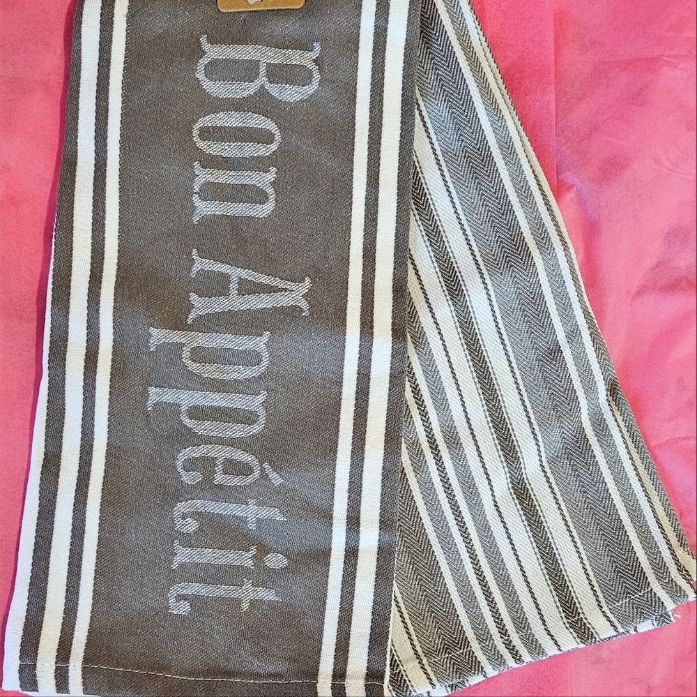 Pair of Grey and White Kitchen Towels